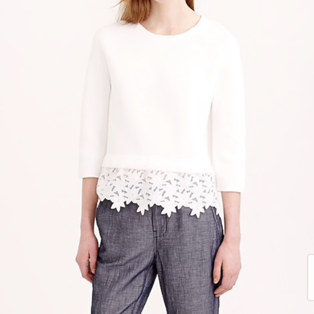 NWOT J crew eyelet panel sweater